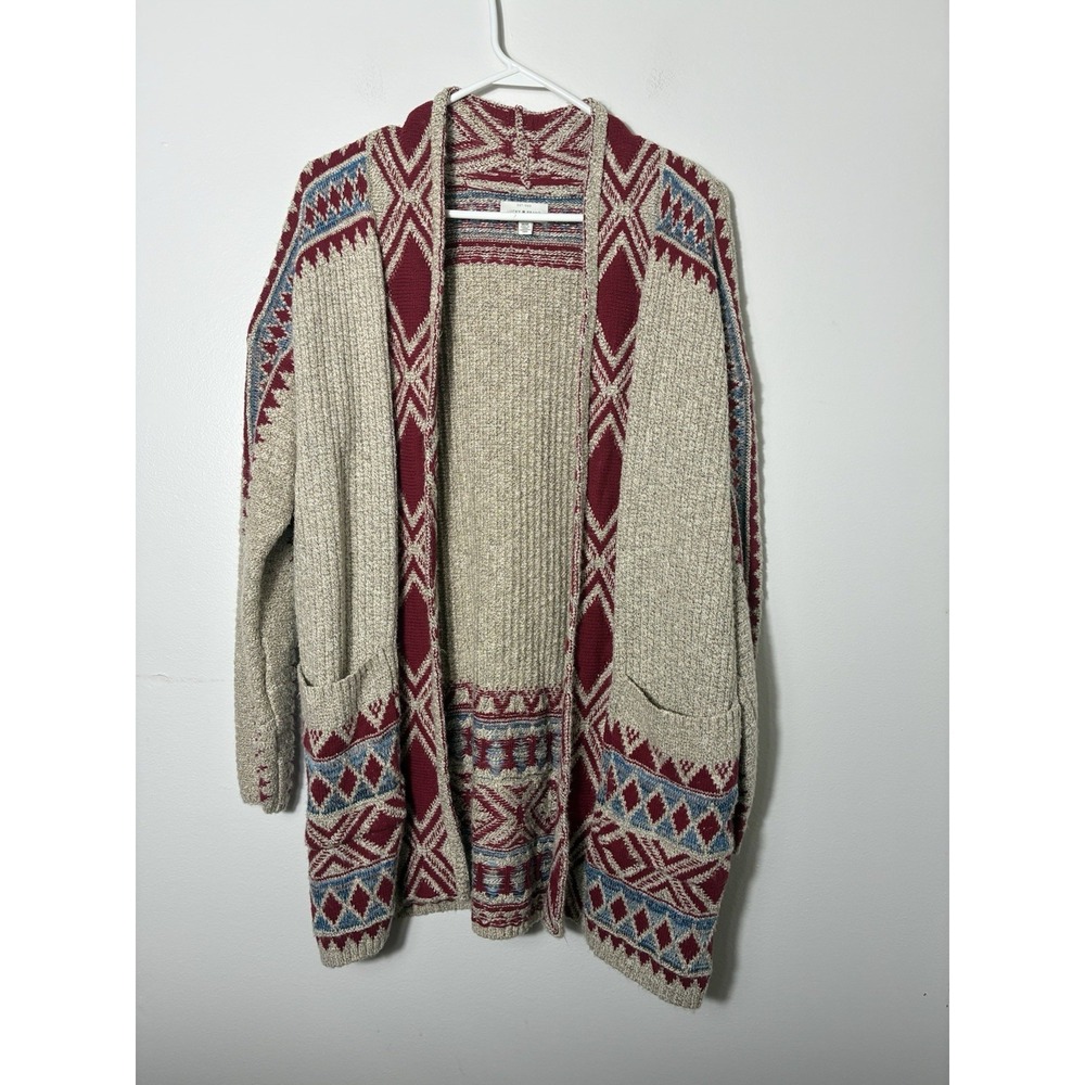 Lucky Brand Long Line Cardigan Knit Western Sz M Southwestern